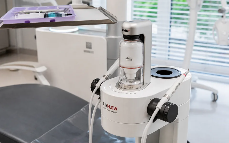 An Air Flow unit for professional teeth cleaning in the hygienist's room